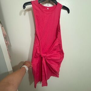 Sleeveless Pink Dress with Front Tie